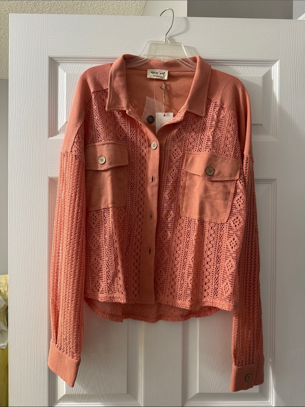 Z Supply Coral Crochet Button-Down Shirt Jacket